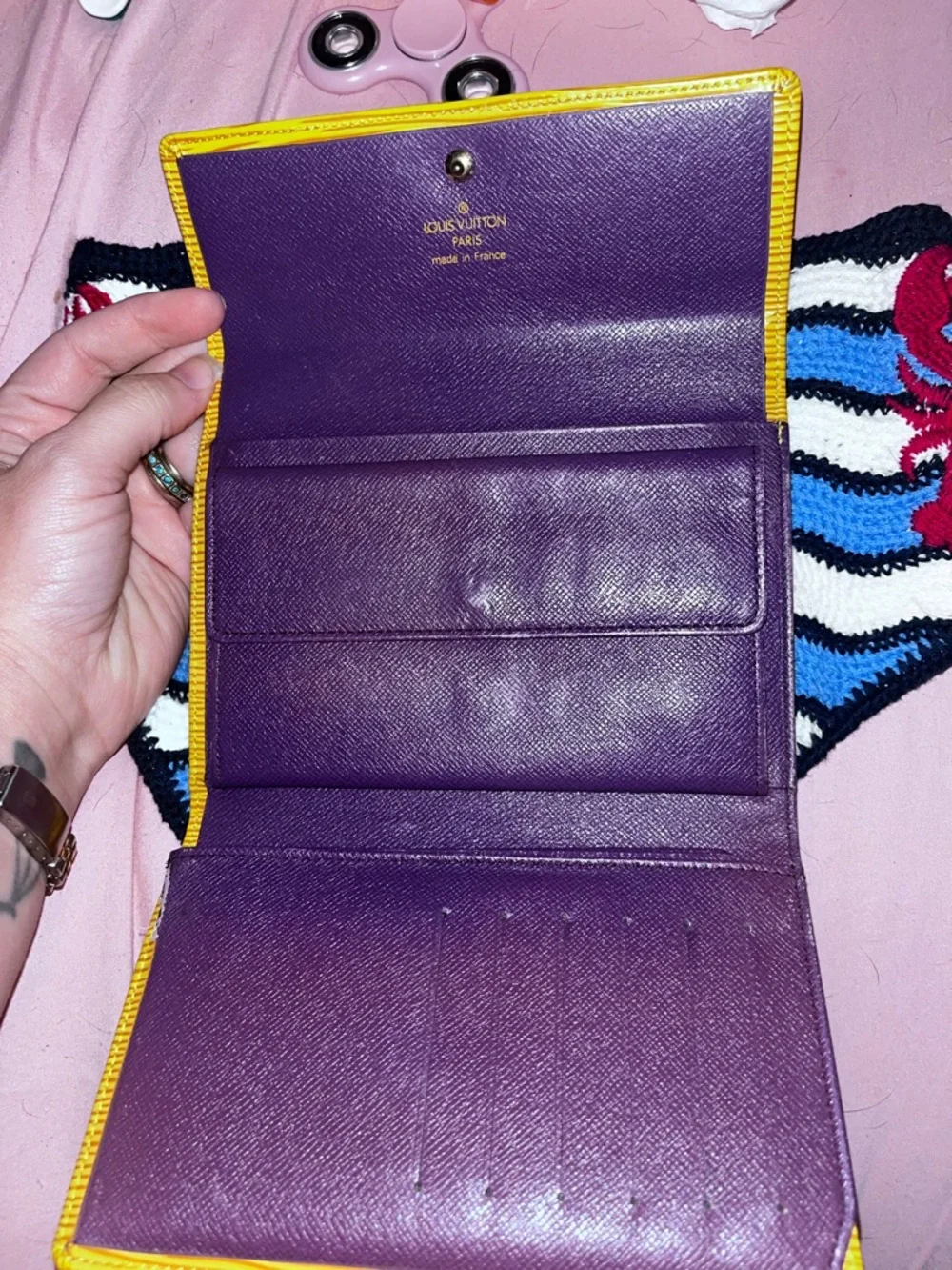 Louis Vuitton Yellow Epi Leather Tri fold Double Wallet- AUTHENTIC